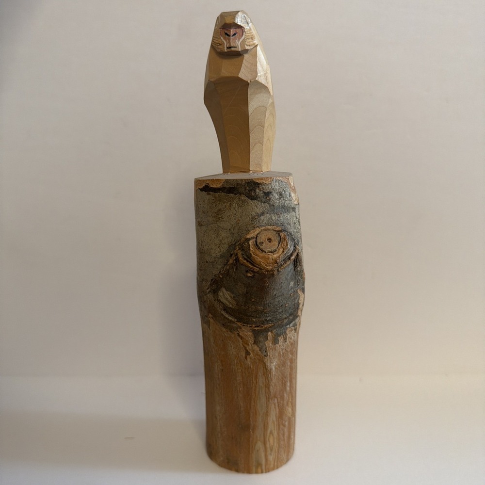 A Hand-carved Orangutan Ape Monkey  Wood Japanese Folk Art Signed Vintage
